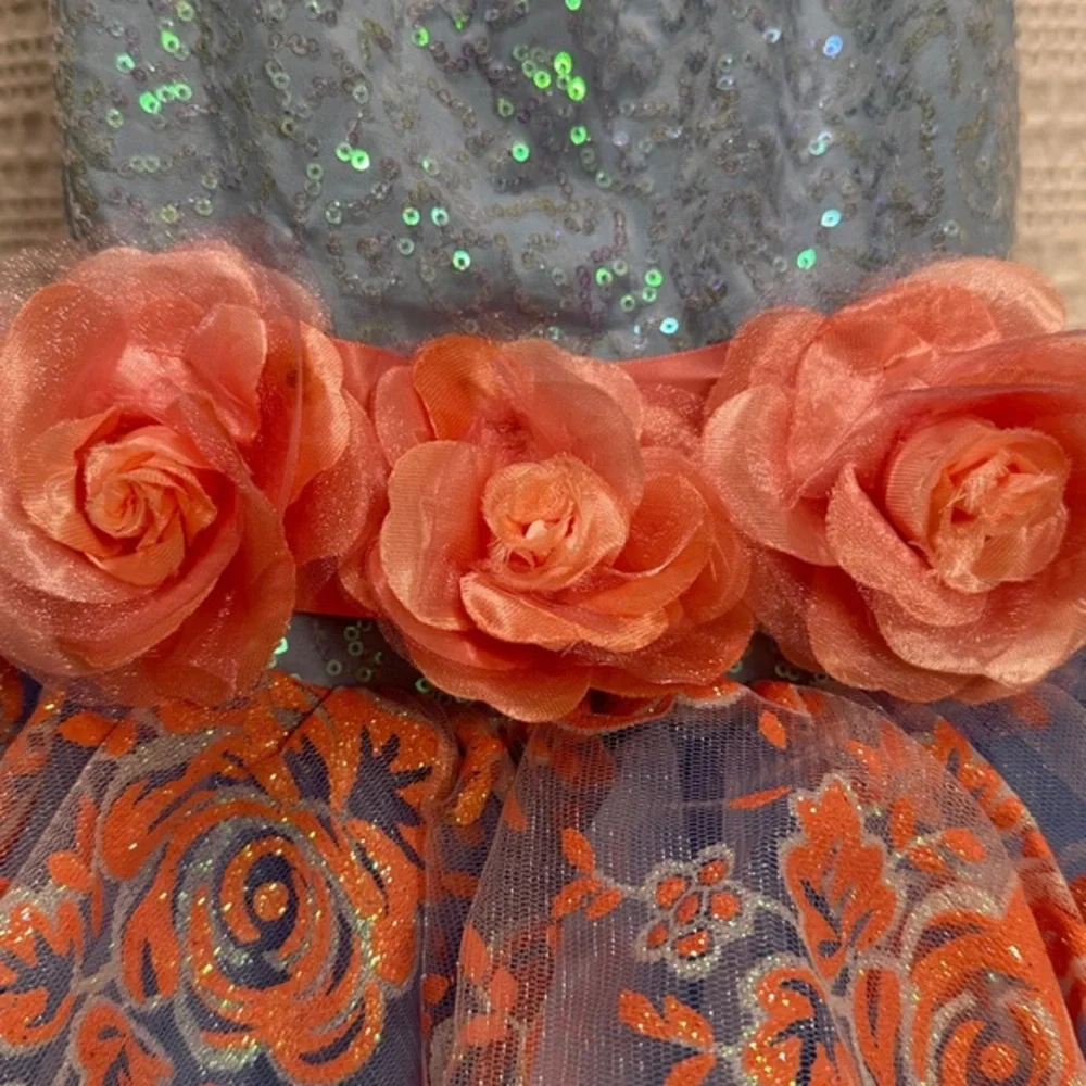 Weissman Dance Costume Blue/Peach Good‎ Sparkle #9318 SZ IC